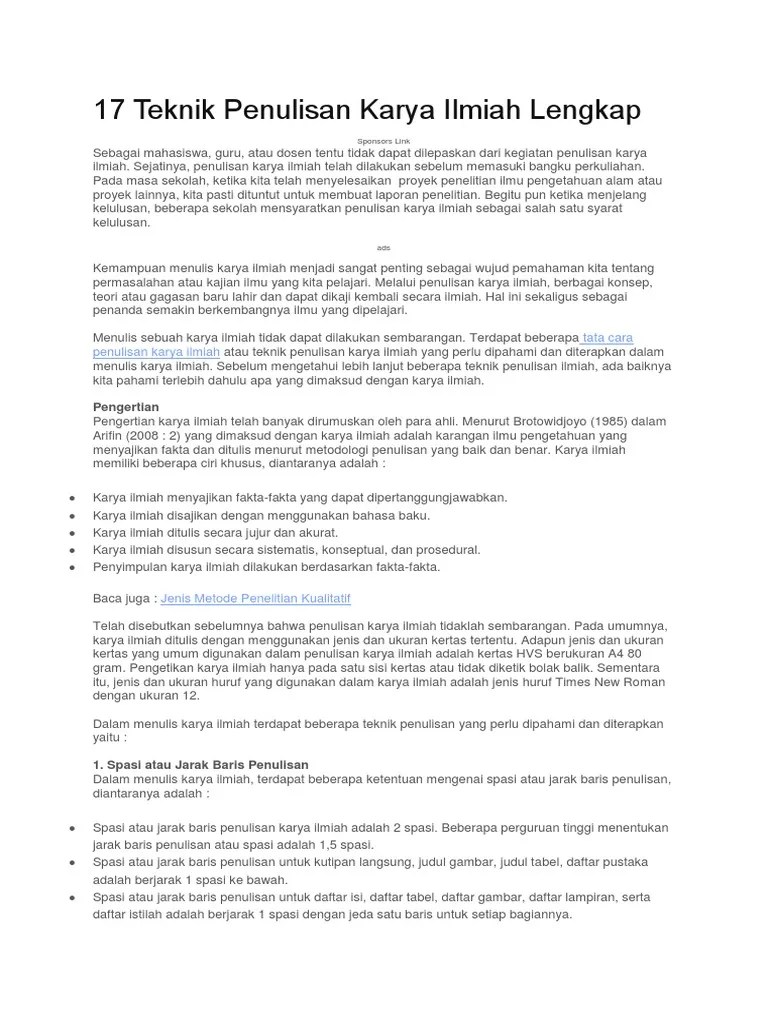Tata Cara Penulisan Karya Ilmiah Yang Baik Dan Benar Menata Rapi
