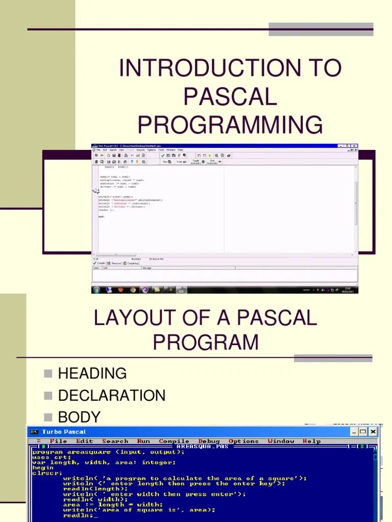 introduction to pascal programming Data Type Theoretical Computer Science