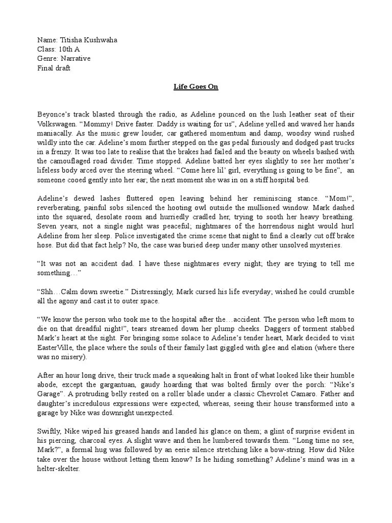 IGCSE Sample Narrative Writing PDF Nature