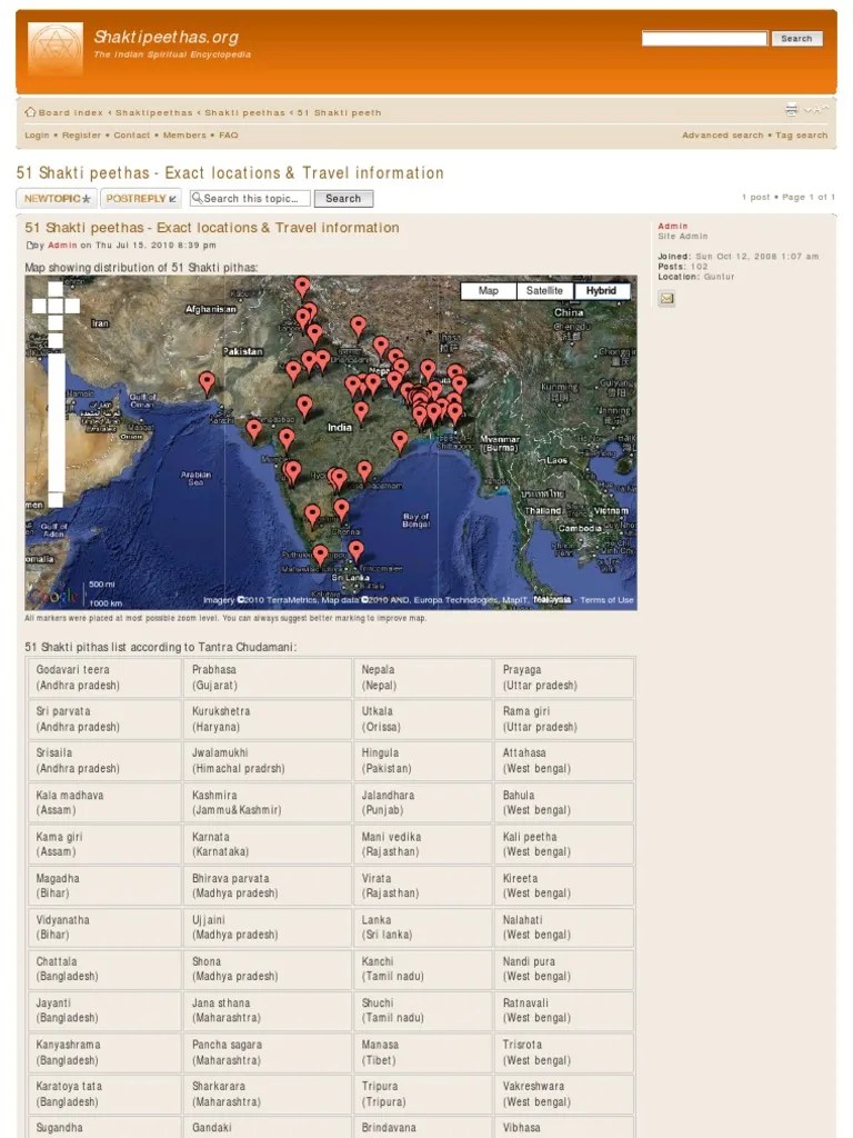 18 Shakti Peethas In India Map 51 Shakti Peethas Exact Locations Travel Information Deidades