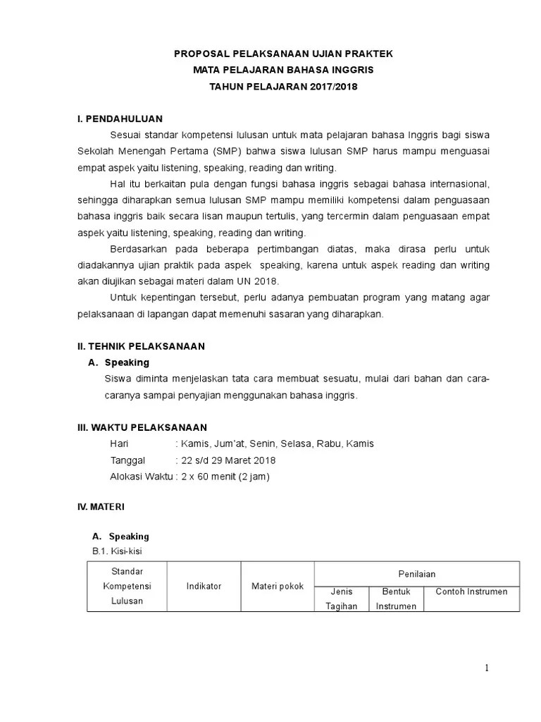 Contoh Proposal Ujian Praktek Sd Kelas 6
