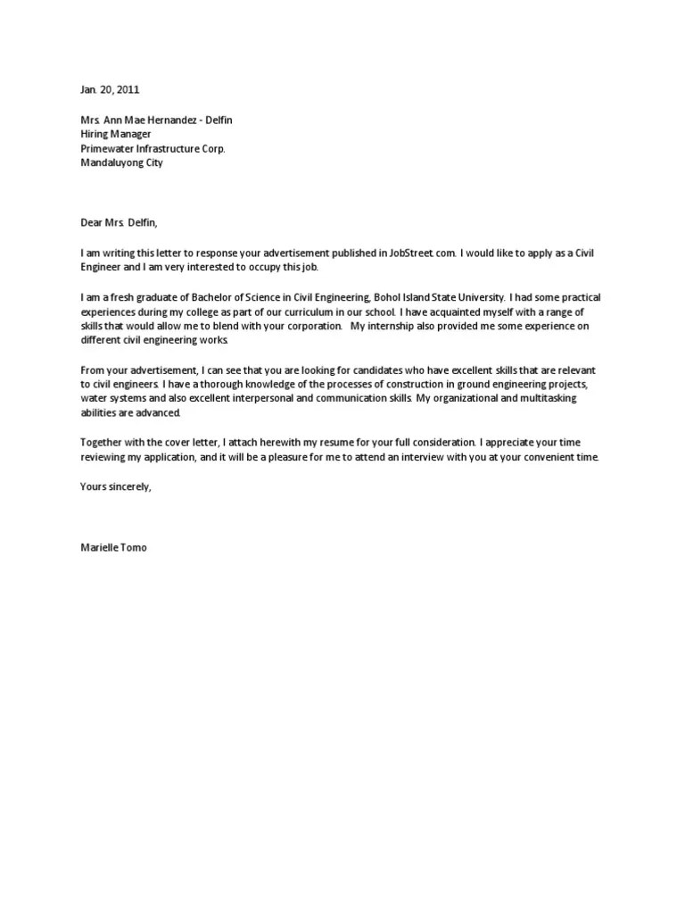 Cover Letter For Applying Job Fresh Graduate 200+ Cover Letter Samples