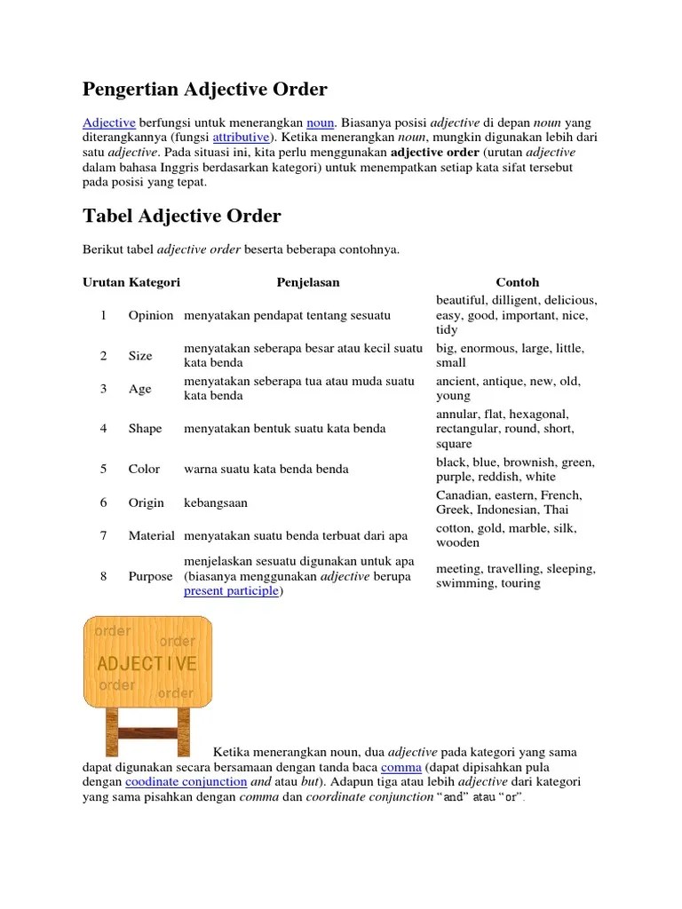Pengertian Adjective Order | PDF