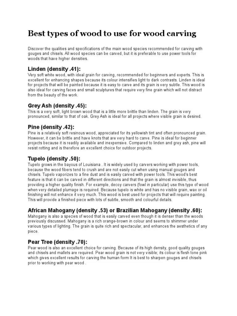 Best Types of Wood To Use For Carving PDF Wood Carving Crafts