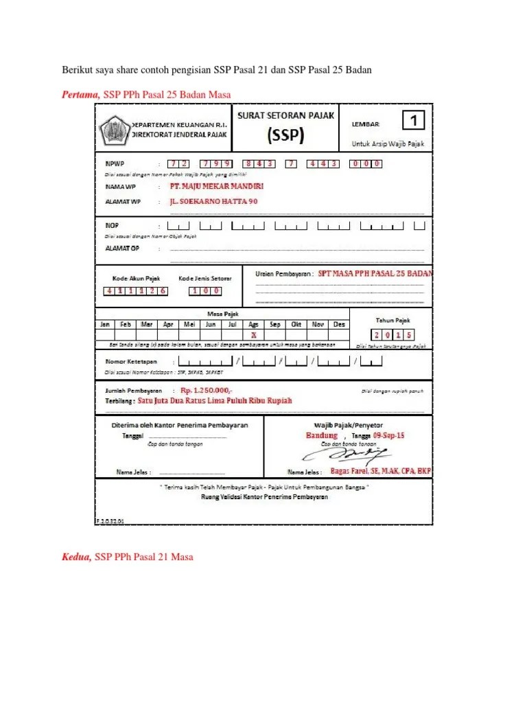 Contoh Pengisiian SSP | PDF