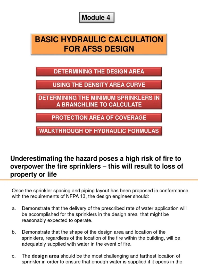 Module 4 Hydraulic Calculation Fire Sprinkler System Hydraulics