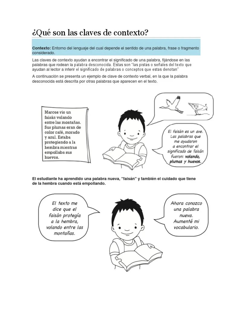 Qué Son Las Claves de Contexto PDF Palabra Comprensión lectora