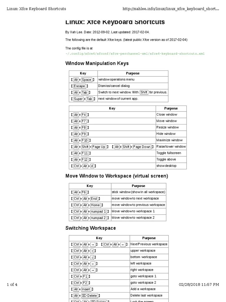 Xfce Keyboard Shortcuts 2 Download Free PDF Computer Keyboard