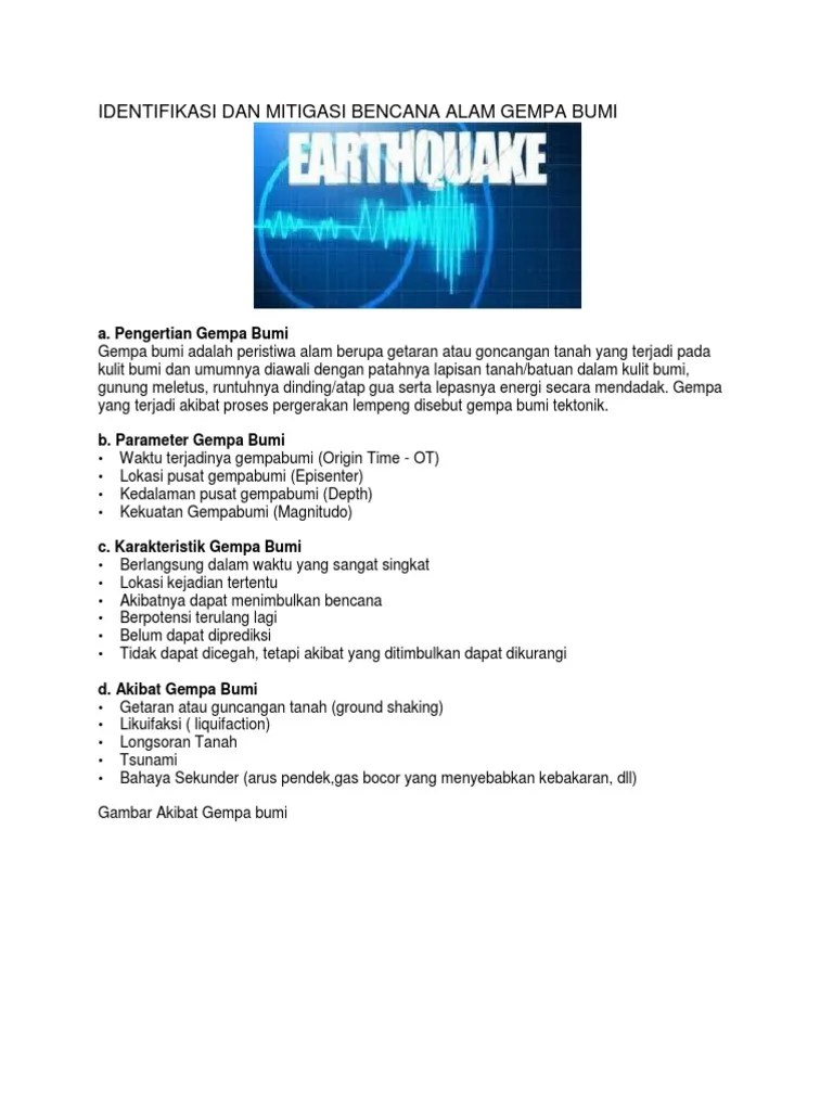 Identifikasi Dan Mitigasi Bencana Alam Gempa Bumi PDF