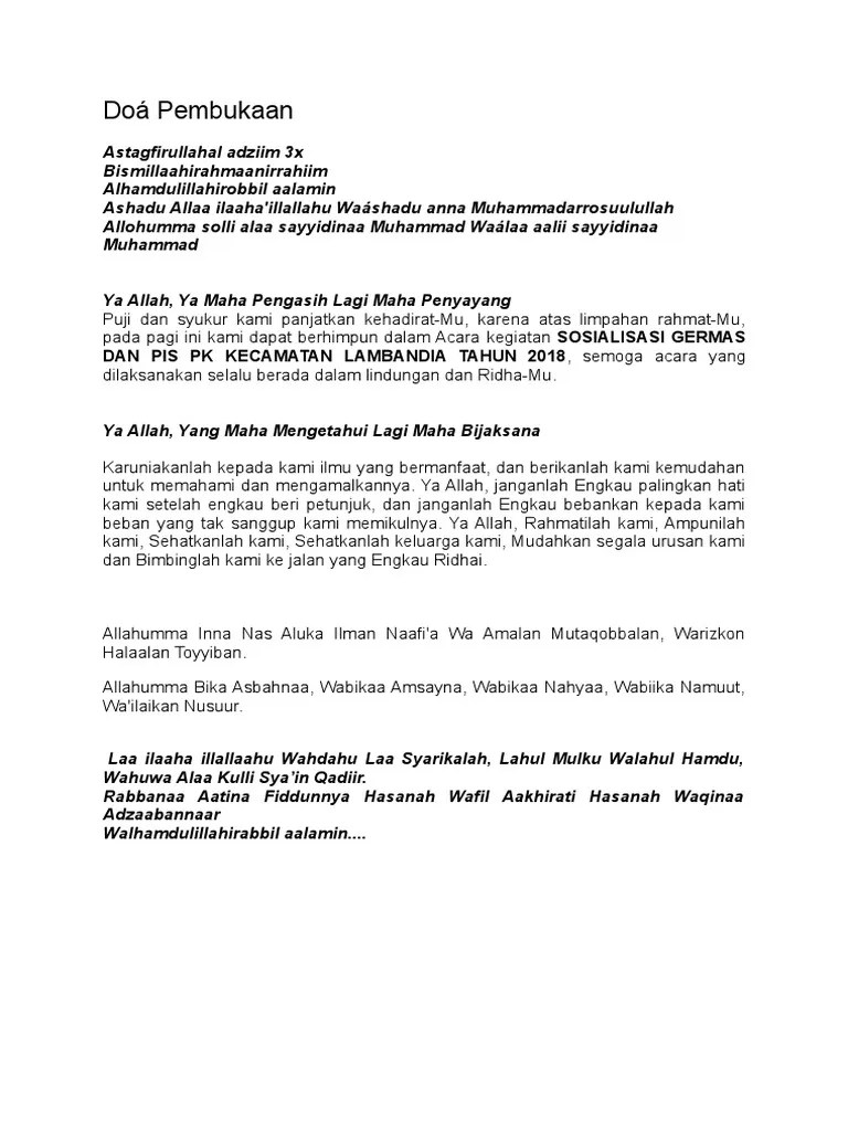 Doa Pembuka Dan Penutup Kegiatan | PDF