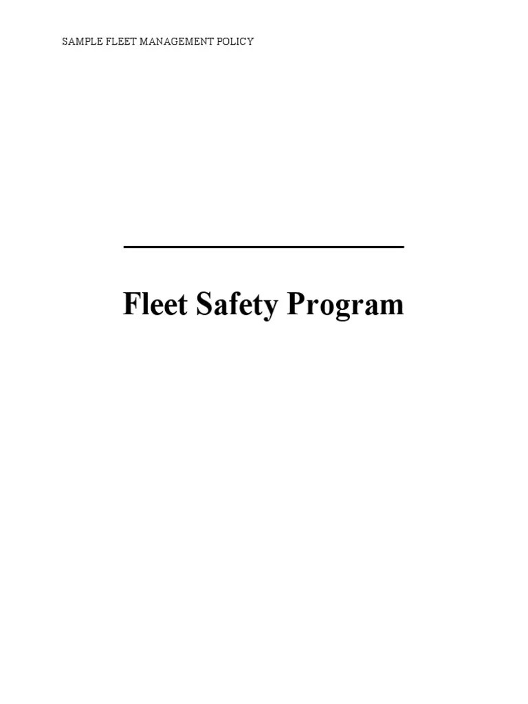 Fleet Management Policy Sample PDF Traffic Collision Driving