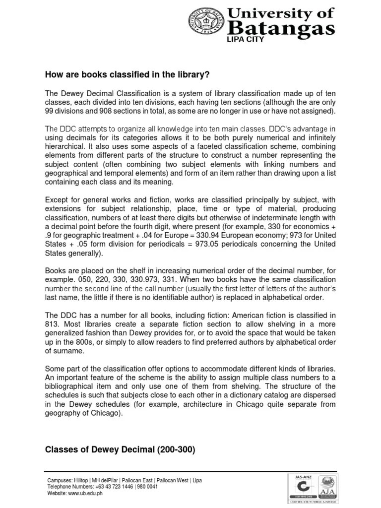 How Are Books Classified in The Library? PDF Library And Museum