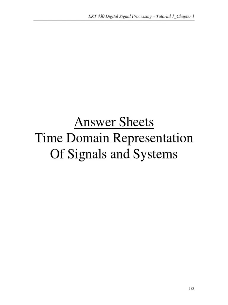Tutorial1 Chapter1 Answer PDF Digital Signal Digital Signal Processing