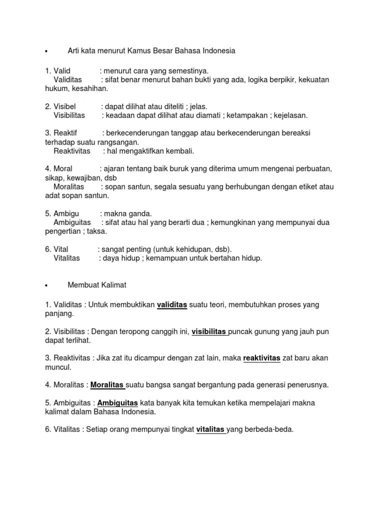 Arti Kata Menurut Kamus Besar Bahasa Indonesia | PDF