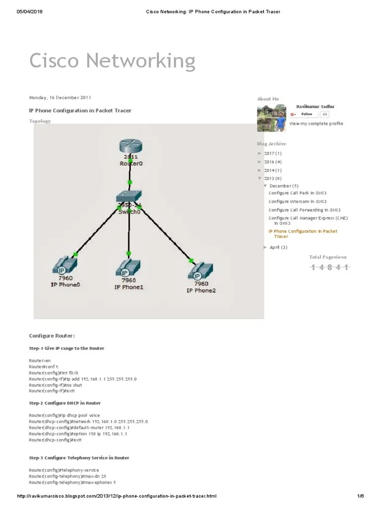 Cisco Networking_ IP Phone Configuration in Packet Tracer Router