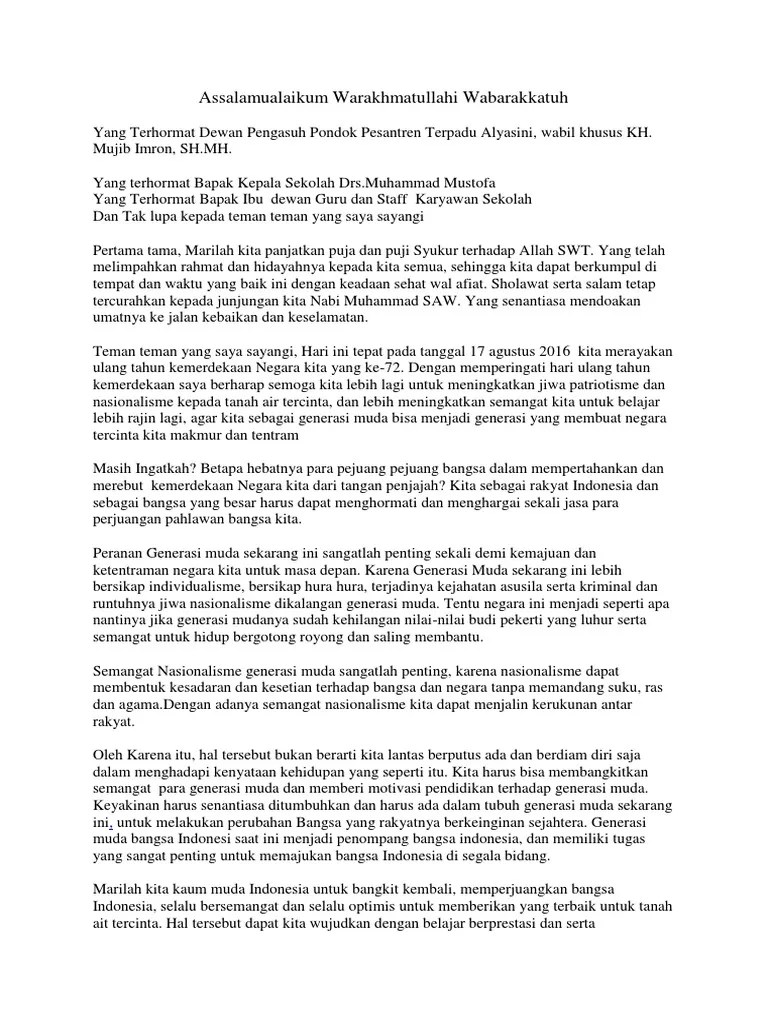 Teks Pidato Kemerdekaan Yg Singkat