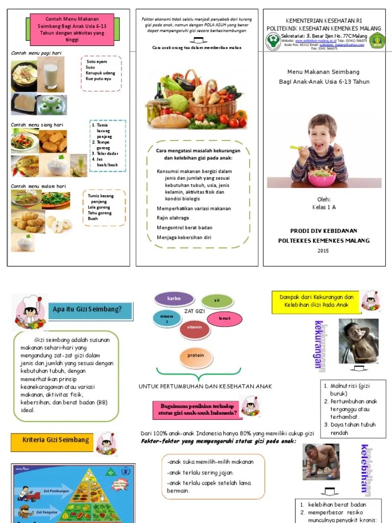Leaflet Penyuluhan Gizi Seimbang Anak | PDF