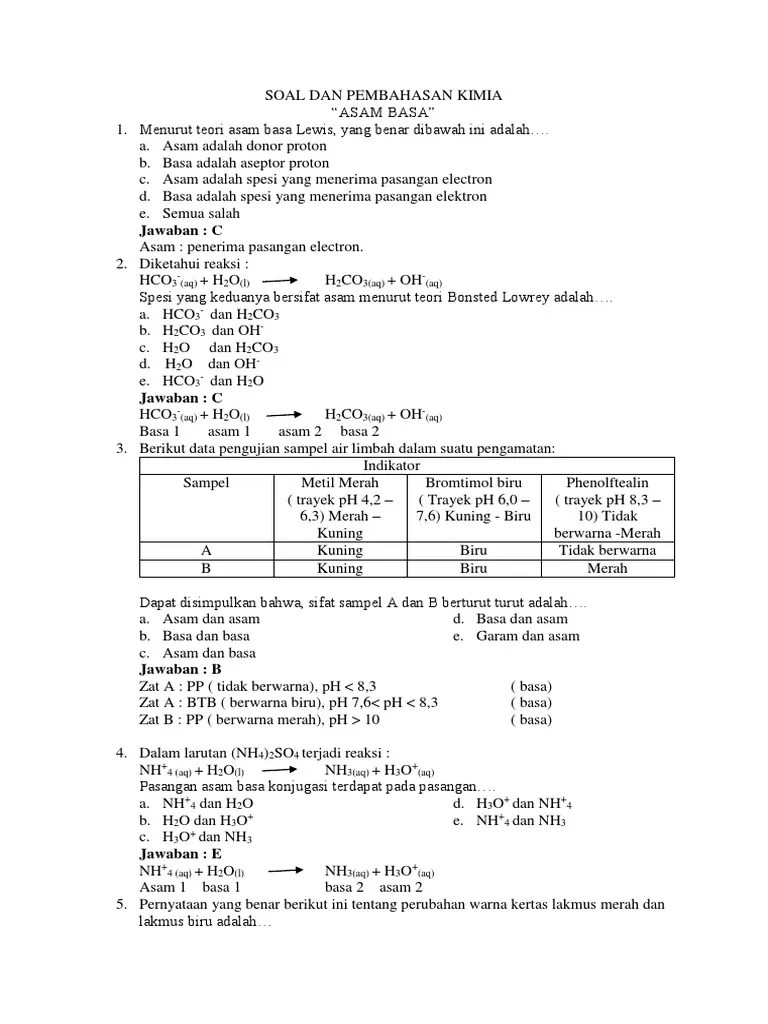 Soal Dan Pembahasan Asam Basa | PDF