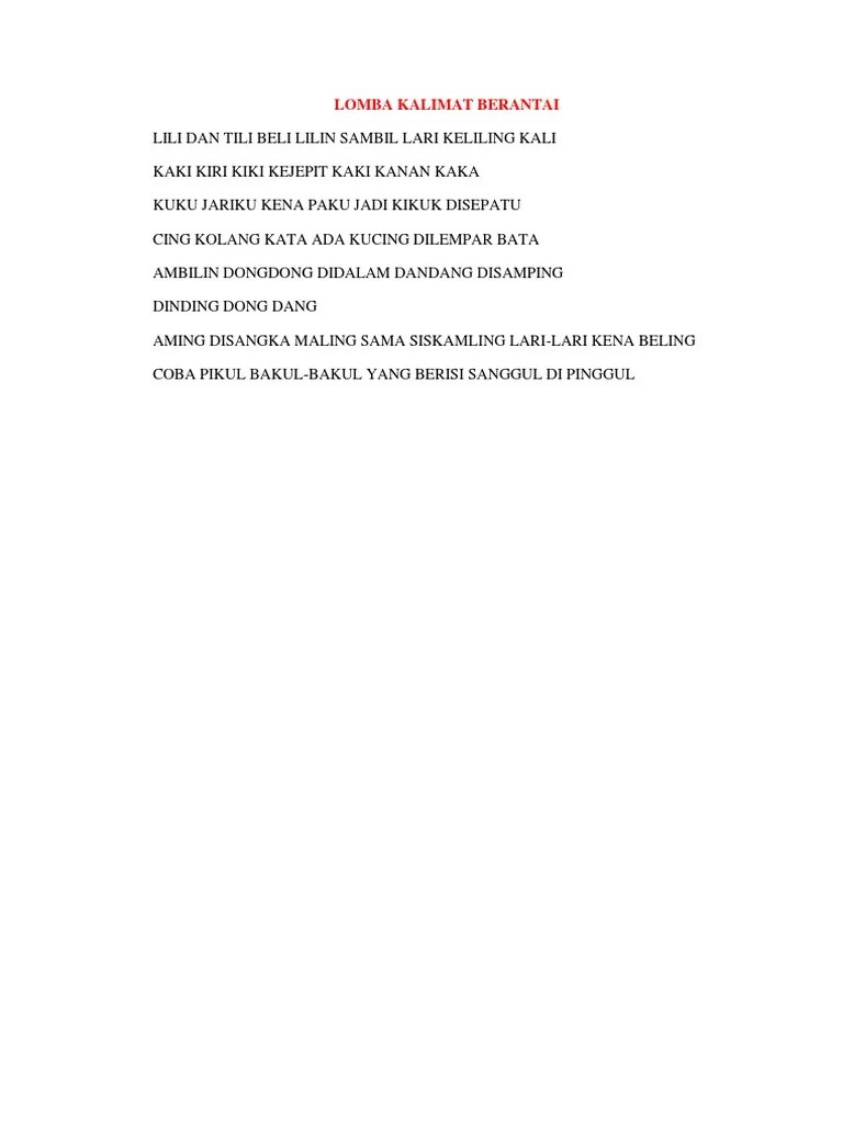 Lomba Kalimat Berantai | PDF