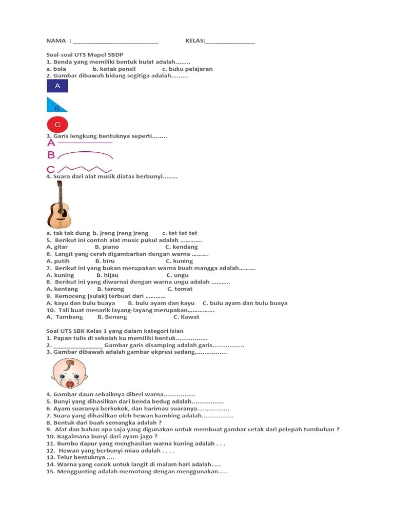 Soal Uts Sbdp Kls 1 Revisi Sekolah