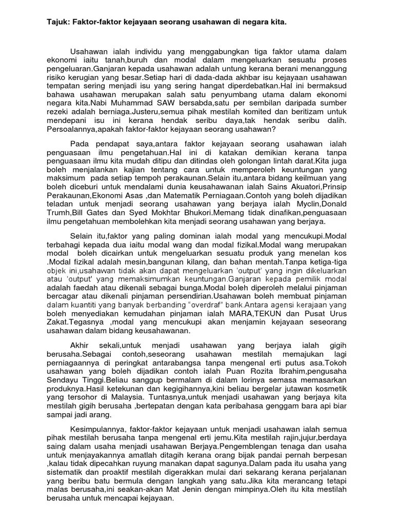 Contoh Karangan Syarahan BM THN 5 PDF