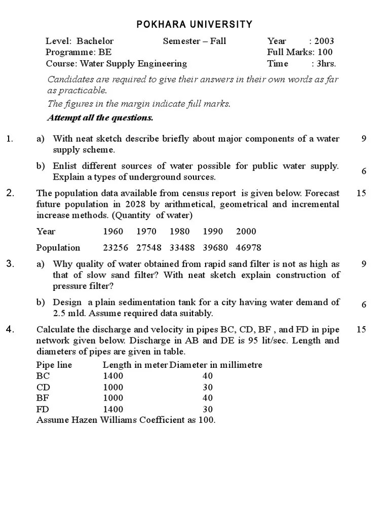 Water Supply Engineering PDF Viscosity Water