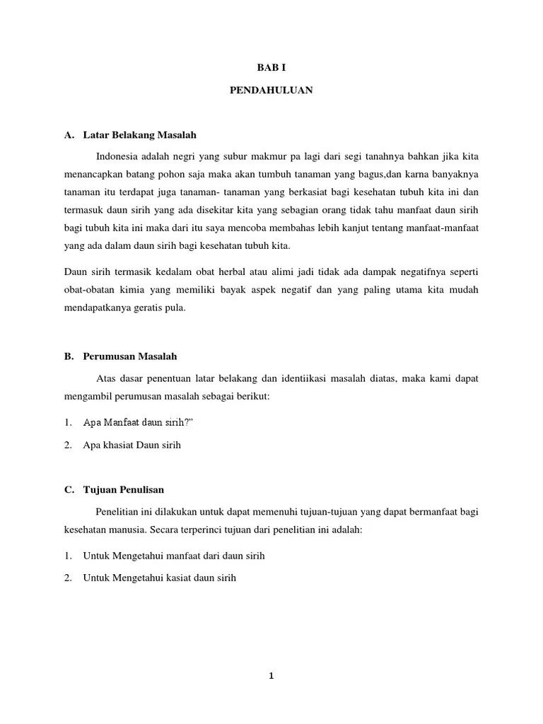 Karya Ilmiah Khasiat Daun Sirih