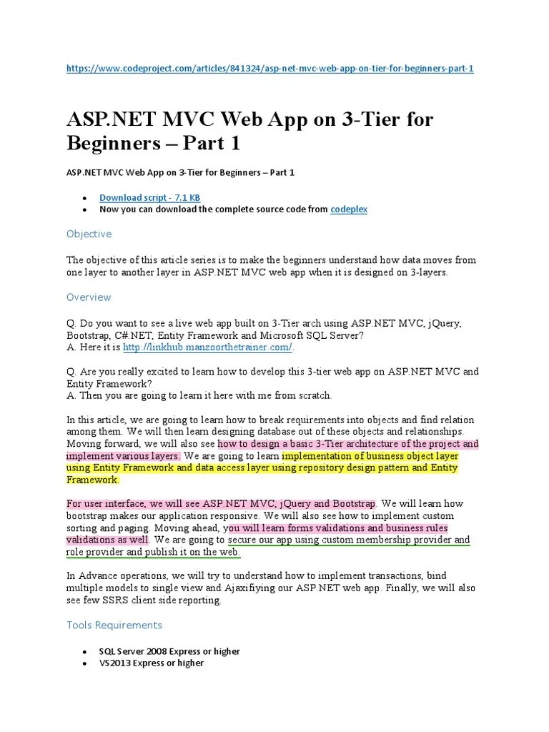 MVC Web App on 3Tier for Beginners Web