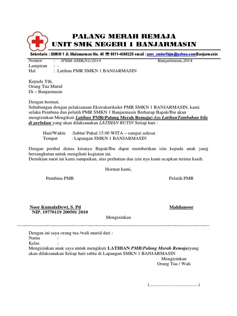 18 Contoh Surat Izin Orang Tua Pmr