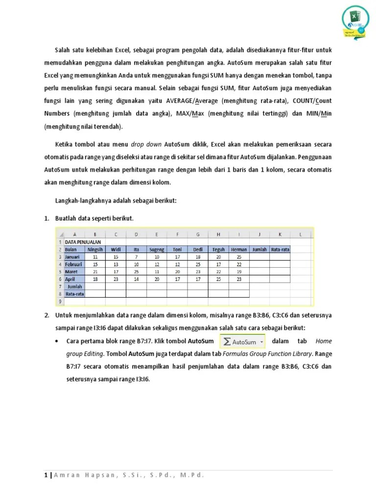 Bab 3 Menggunakan Autosum | PDF
