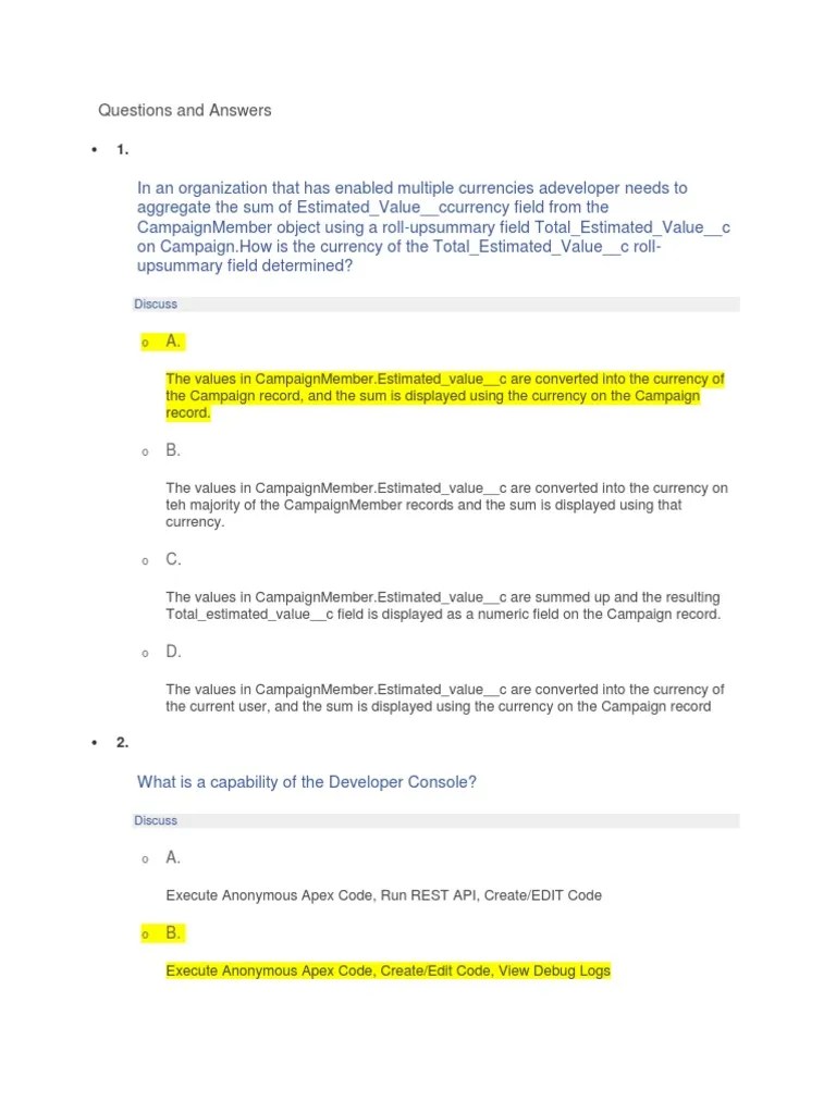 Questions and Answers Discuss