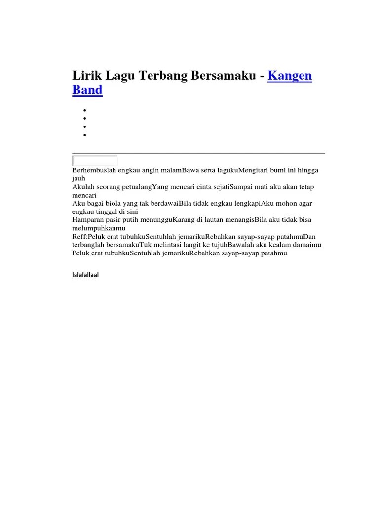 Lirik Lagu Terbang Bersamaku | PDF