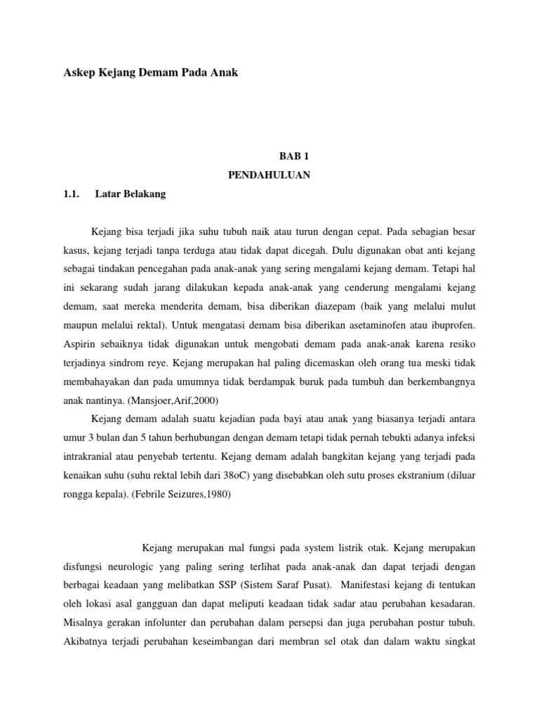 Askep Kejang Demam Pada Anak