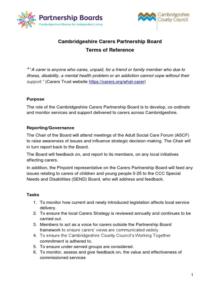 CPB Terms of Reference 201720 PDF Caregiver Board Of Directors