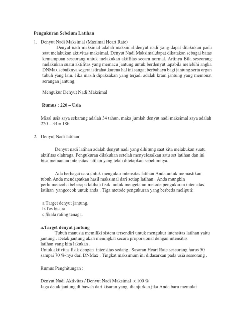 Pengukuran Sebelum Dan Sesudah Latihan | PDF