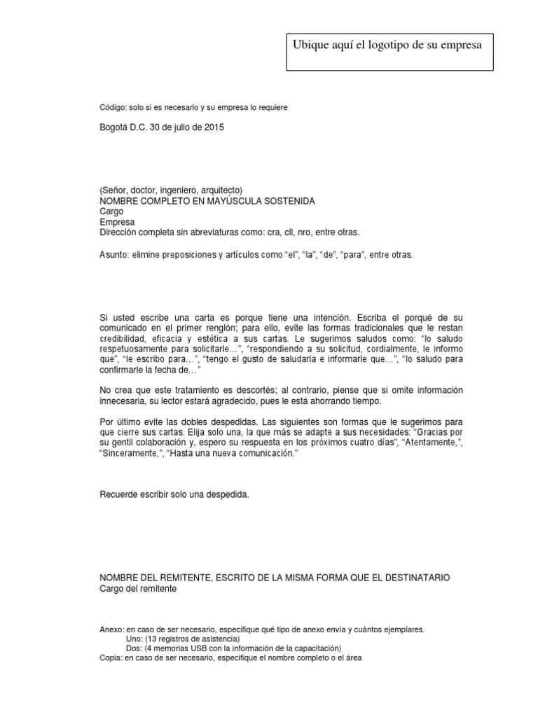 Como Escribir Una Carta Correctamente PDF