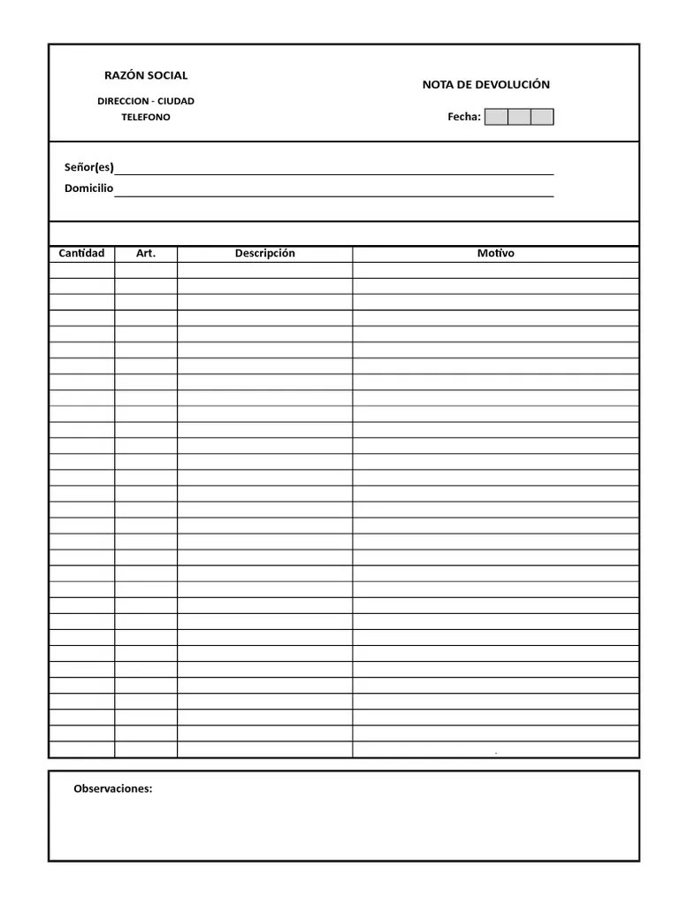 Formato De Devolucion