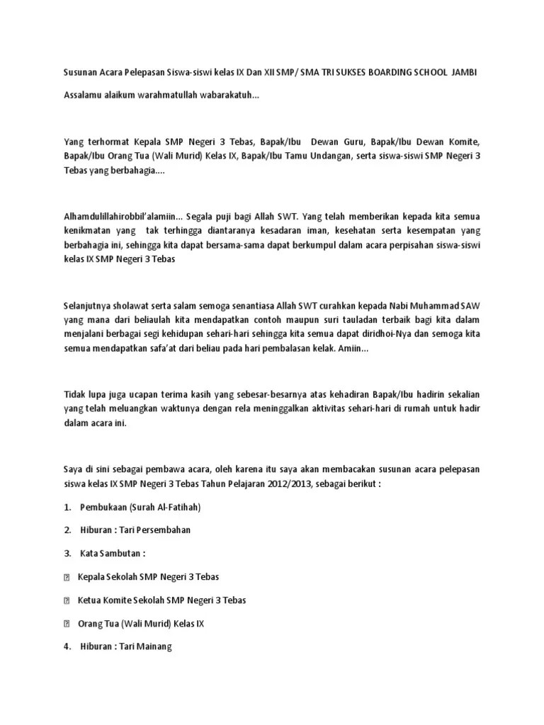 Contoh Teks Pembawa Acara Perpisahan Kelas - Berbagai Teks Penting