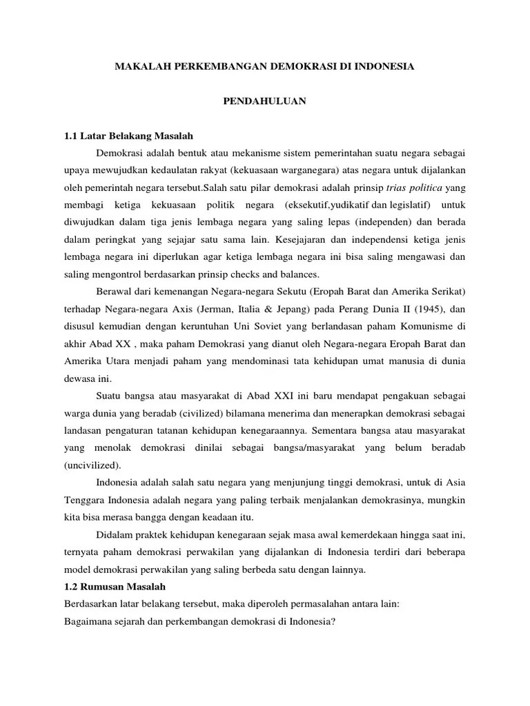 Makalah Perkembangan Demokrasi Di Indonesia | PDF
