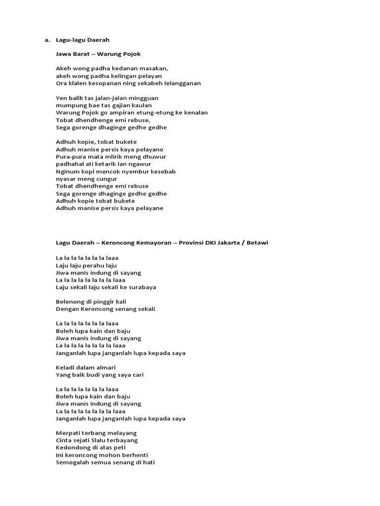 Lirik Lagu Daerah | PDF