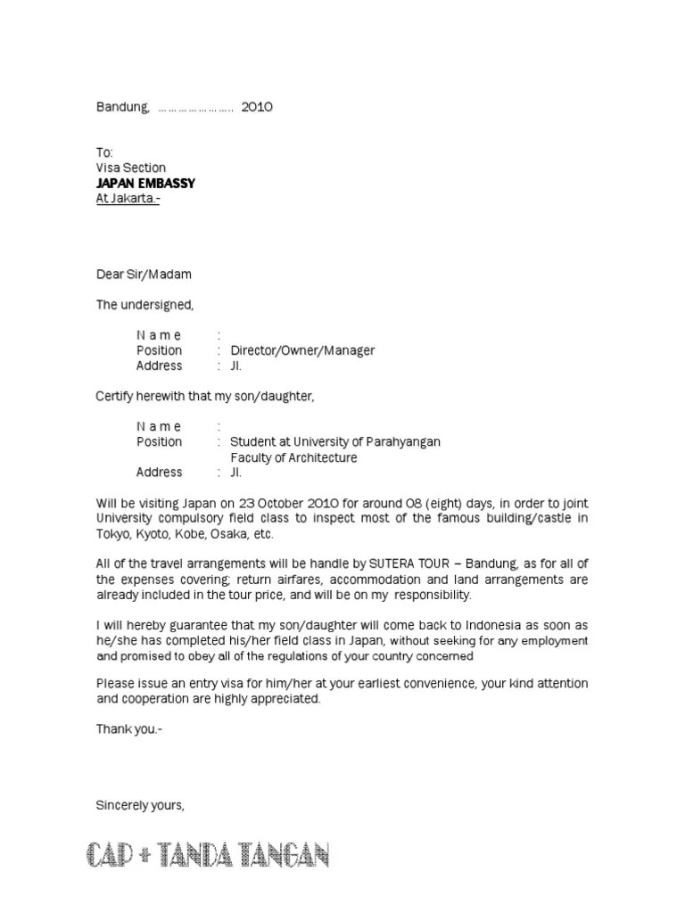 Draft Surat Sponsor Untuk Visa PDF Immigration Law International