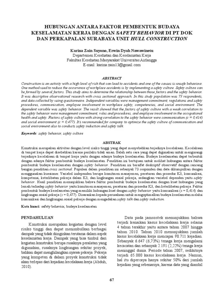 Jurnal K3 HUBUNGAN ANTARA FAKTOR PEMBENTUK BUDAYA KESELAMATAN KERJA