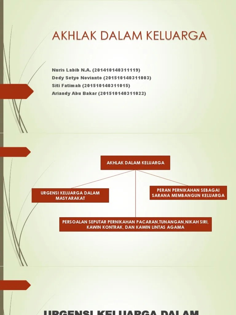 AKHLAK DALAM KELUARGA