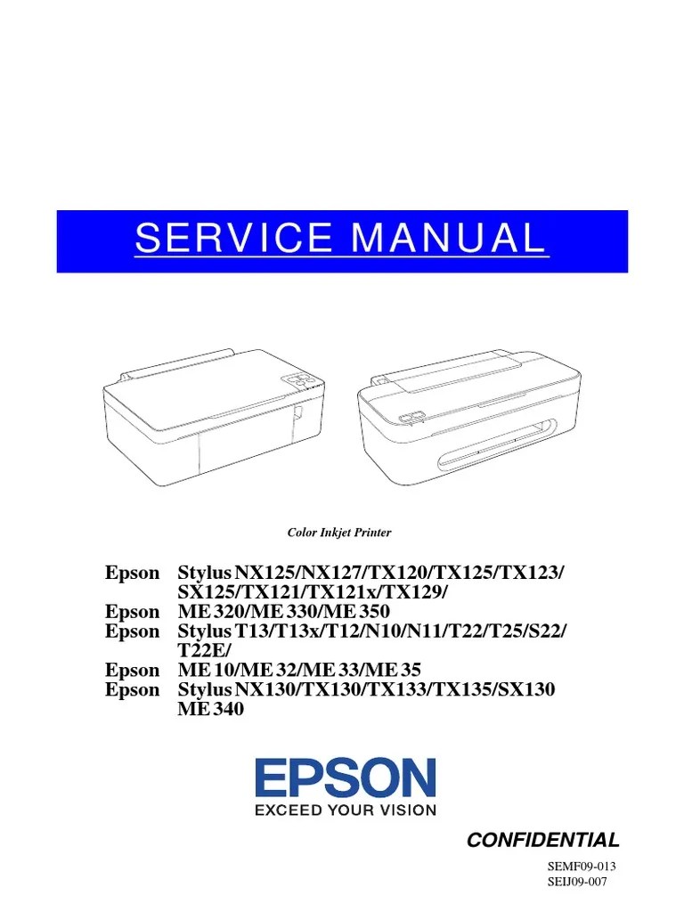Epson Stylus NX130 TX130 TX133 TX135 SX130 Service Manual PDF Ink