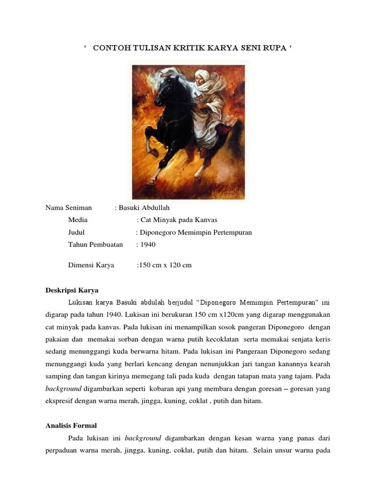 Contoh Tulisan Kritik Karya Seni Rupa | PDF