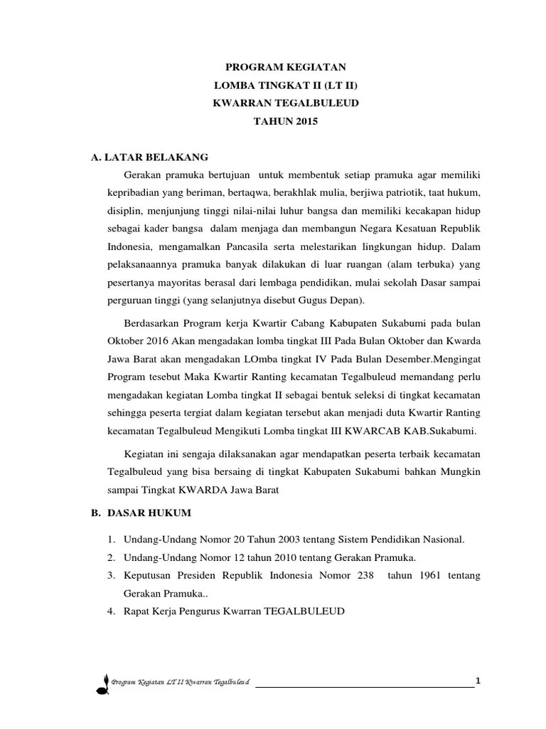 PROPOSAL Kegiatan LOmba Tingkat II | PDF