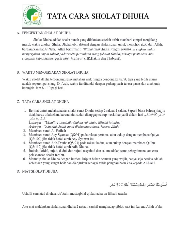 Tata Cara Sholat Dhuha 2 Rakaat - Menata Rapi