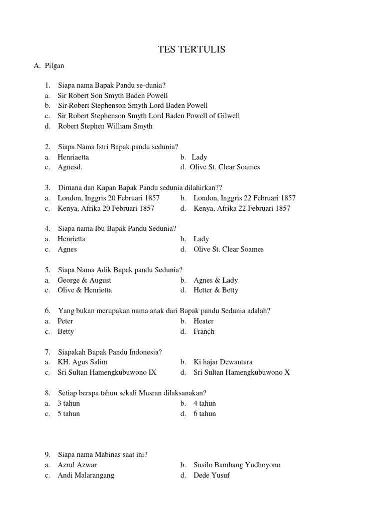 Tes Tertulis A | PDF