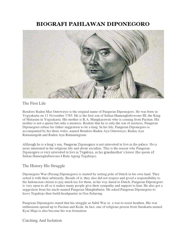Biografi Pahlawan Diponegoro Dalam Bahasa Inggris