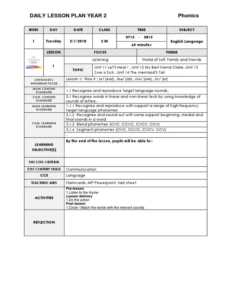 Lesson Plan (Phonics) Phonics Lesson Plan
